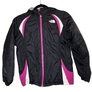The North Face HyVent black fushia coat. ‎ Kids size medium 10/12.